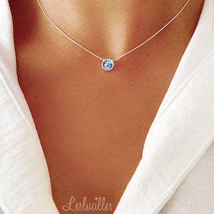 Elegant halsband och hänge i akvamarin, ljusblå, Pure Brilliance Crystal™ i 925 sterlingsilver, nickelfritt, blyfritt