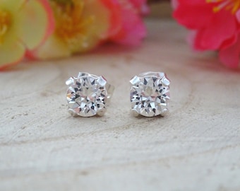 Swarovski crystal rhinestone stud earrings - 925 silver