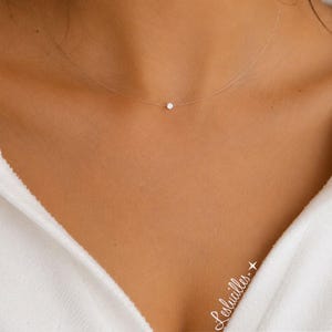 Onzichtbare ketting, kleine kristallen van 3 mm of mini 4 mm, transparante nylon draad choker, kleine hanger, kleine kristallen van Swarovski®.
