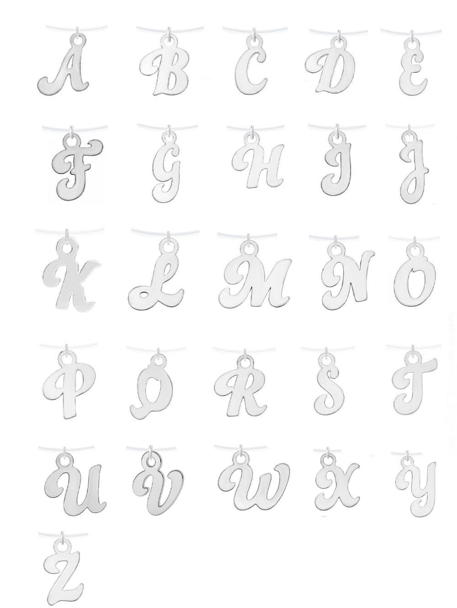Alphabet Lettering Invisible Invisible Necklace, Alphabet Letter, Initial - 925 Sterling Silver or ...