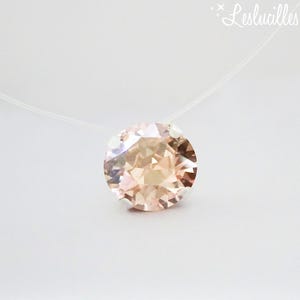 Invisible Necklace Champagne SMALL or LARGE Solitaire in Crystal, Gold or Silver Plated Jewelry Fishing Line Style / Transparent Nylon