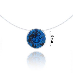 Collier Invisible Bleu Capris Argent 925 Ras-de-cou Taille au choix Solitaire Swarovski image 2
