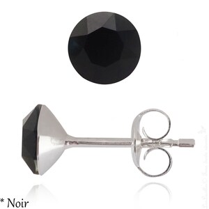 Paire de Boucles d'oreilles MINI ou GRAND Modèle Swarovski Clous d'oreilles Puces anti-allergique, sans nickel Argent 925 Noir