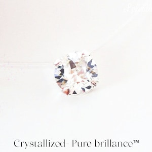 GRAND Swarovski® invisible necklace Solitaire 8mm Transparent nylon necklace 925 Silver finish Customizable Suspended diamond image 4