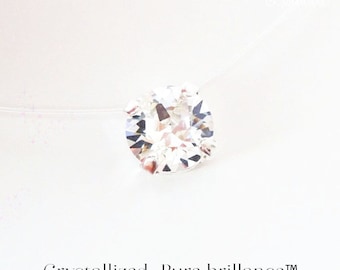Invisible Necklace GRAND Swarovski® 8mm Solitaire, Transparent