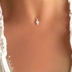 Collier invisible pendentif Croix en Argent 925, Longueur au choix - Sans nickel, sans plomb, ras-de-cou transparent