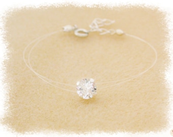 Bracciale invisibile in nylon trasparente, cristallo Swarovski Elements da 6 mm, gioielli da sposa, personalizzabile, braccialetto sottile, minimalista, regalo