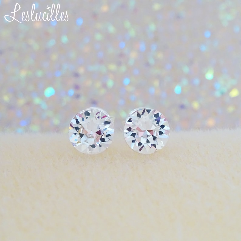 Pair of Stud Earrings 3, 4, 6 or 8 mm Swarovski® and 925 Silver Anti-allergic, nickel-free image 3