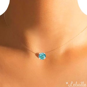 Invisible Turquoise Necklace SMALL or LARGE Crystal Solitaire - Fishing Line Style Jewelry / Transparent Nylon