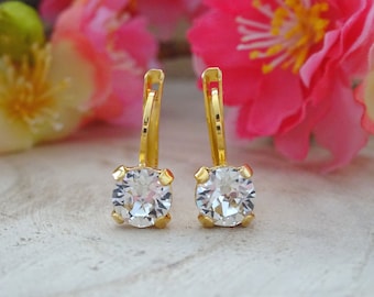 Boucles d'oreilles Pendantes Cristal de Swarovski® - Plaqué Or (24K) - Vendue par paire