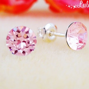 Stud earrings, LIGHT PINK, 4, 6 or 8mm, Ear studs, Silver earrings hypoallergenic, nickel free, lead free image 1