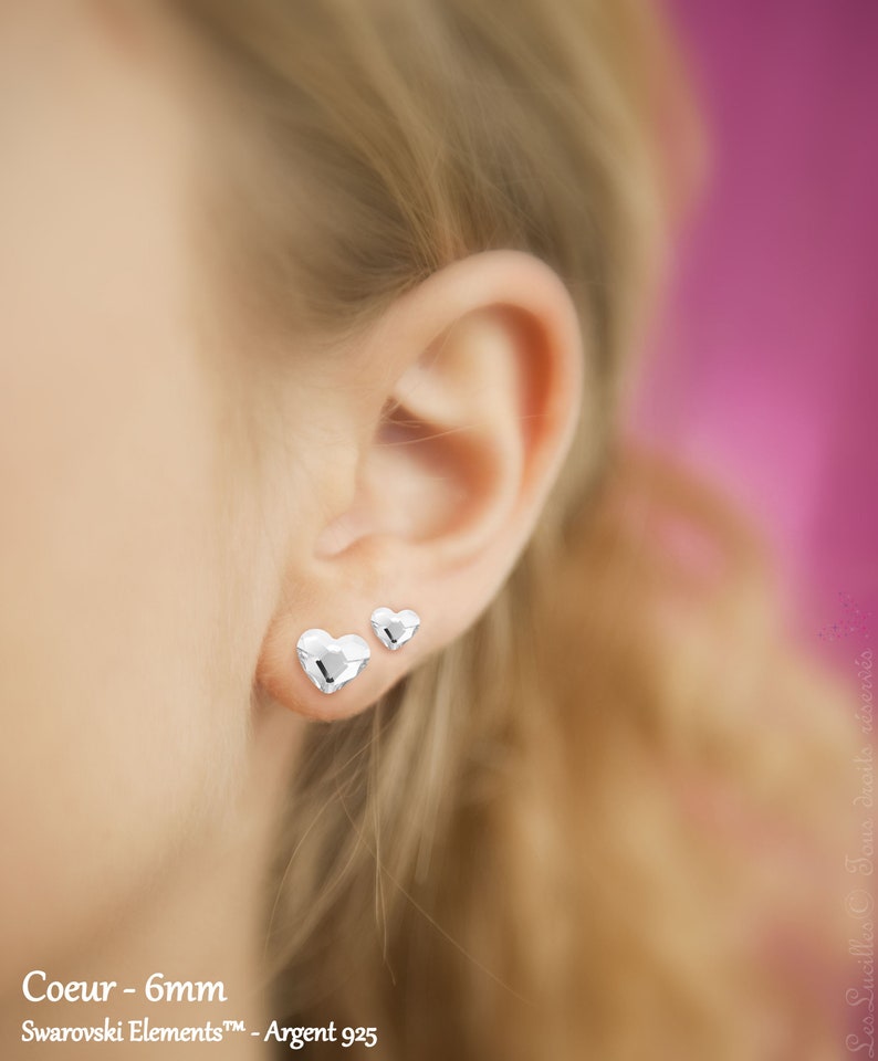 Earrings Small or Large Model Swarovski Crystal Heart 925 Silver anti-allergic, nickel-free image 3