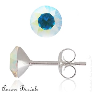 Puces d'oreilles Swarovski® 4, 6 ou 8mm, Clous d'oreilles, Bloucles d'oreilles Argent hypoallergeniques, sans nickel, sans plomb, Jewelry Aurore Boréale