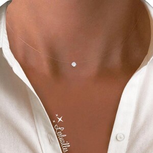 Collier Ras Du Cou En Cristal Vintage - Pendentif Strass Solitaire, Chaîne Transparente - Bijou Femme Minuscule Et Élégant