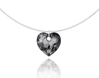 Collier Invisible - Coeur Night SilverVitrail - Argent 925