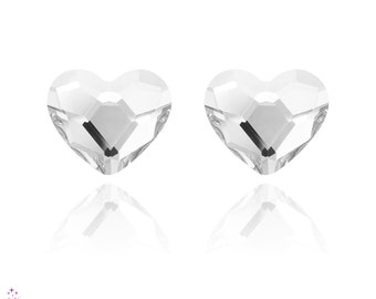 Boucles d'Oreilles - Petit ou Grand Modèle - Coeur Cristal Swarovski - Argent 925 (anti-allergique, sans nickel)