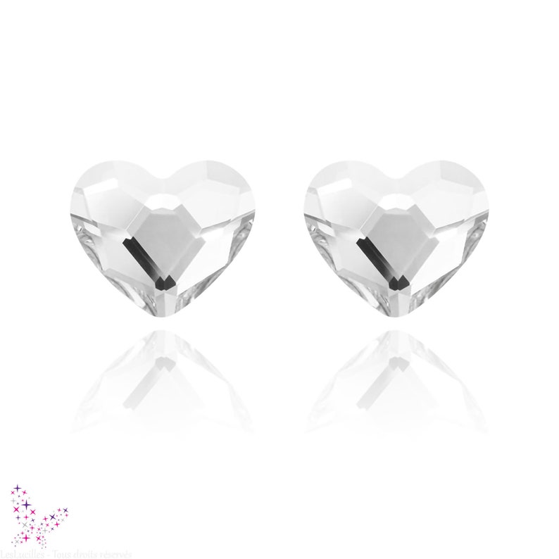 Earrings Small or Large Model Swarovski Crystal Heart 925 Silver anti-allergic, nickel-free image 1