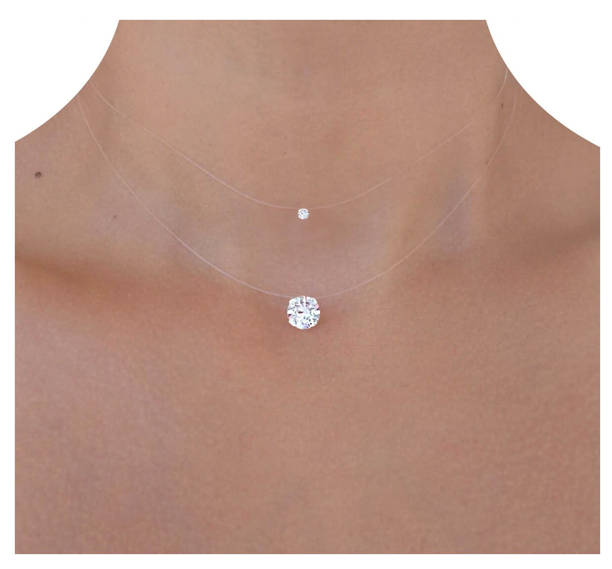 Transparent necklace 2024 with diamond