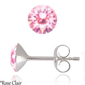 Paire de Boucles d'oreilles MINI ou GRAND Modèle Swarovski Clous d'oreilles Puces anti-allergique, sans nickel Argent 925 Rose Clair