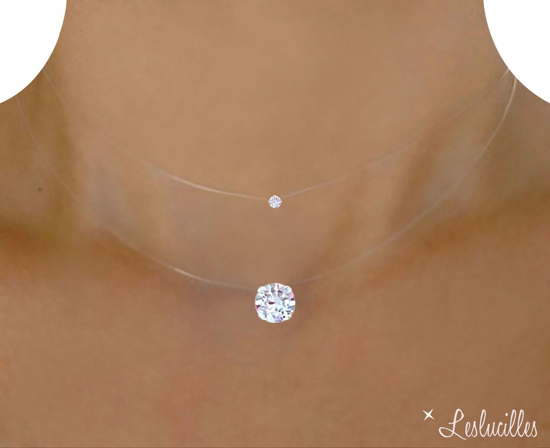 Invisible Swarovski Pendant Necklace, Invisible Nylon Fishing Line