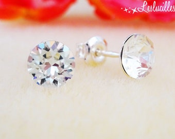 Puces d'oreilles - MINI ou GRAND 4mm 6mm 8mm -  Swarovski - Clous d'oreilles - Bloucles d'oreilles (hypoallergeniques, sans nickel)