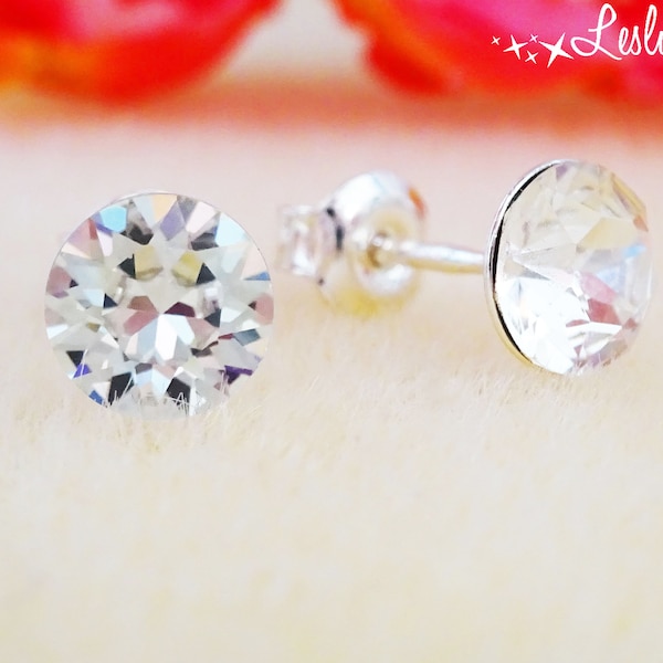 Stud earrings - MINI or LARGE 4mm 6mm 8mm - Swarovski - Stud earrings - Earrings (hypoallergenic, nickel free)