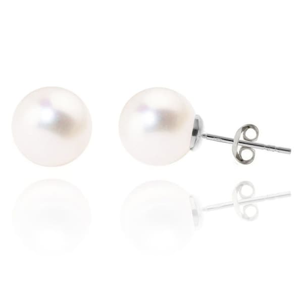Boucles d'oreilles Argent 925, Perles blanches nacrée e, 4, 6 ou 8mm, sans nickel, sans plomb