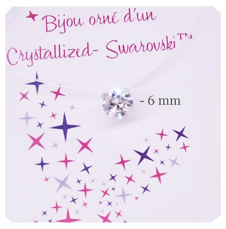 Collier invisible Solitaire Swarovski® Bijou Style fil de pêche / Nylon invisible Silver Gold Collier mariage pour la mariée image 5