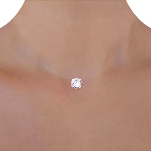 Collier invisible illusion, Argent ou Or Gold, Swarovski Zircon, Size of your choice, minimalist clear necklace, Longueur au choix image 1