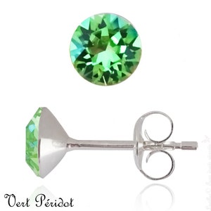 Puces d'oreilles Swarovski® 4, 6 ou 8mm, Clous d'oreilles, Bloucles d'oreilles Argent hypoallergeniques, sans nickel, sans plomb, Jewelry Vert Péridot