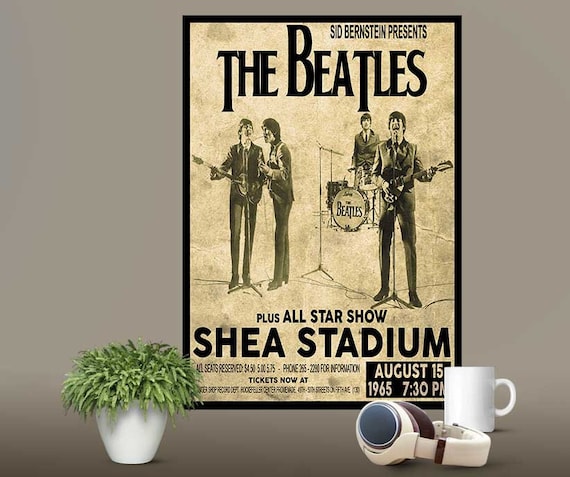 The Beatles Vintage Shea Stadium USA Music Concert Poster Print 