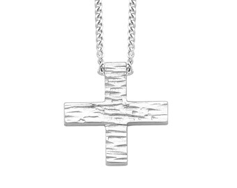 Almost Squared White Gold Cross Pendant