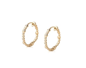 14K Gold Bubble Diamonds Hoops