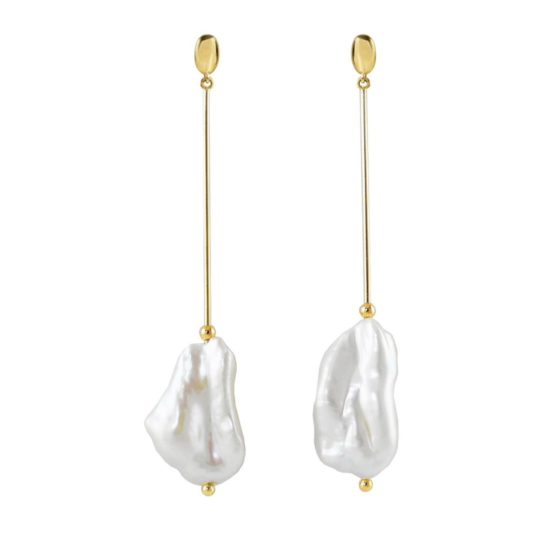 14k Gold Pearl Earrings Baroque Pearl Earrings Drop Dangle - Etsy UK
