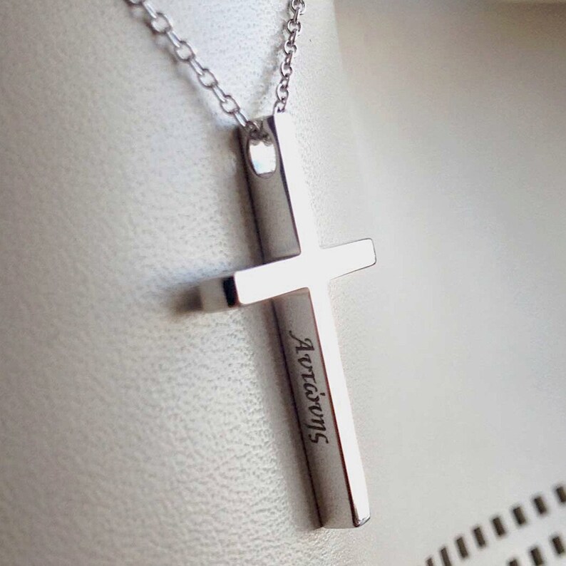 14K Gold Baptism Cross Christening White Gold Cross Necklace Etsy