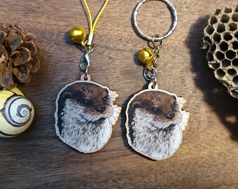 Keychain - Charm - Strap - Otter portrait - Eurasian Otter - Lutra lutra - European Otter