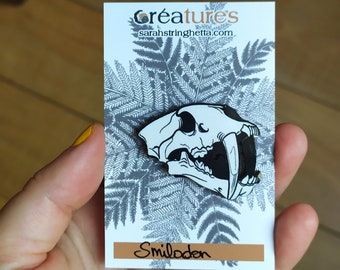 Smilodon Sabretooth Tiger Wooden Pin