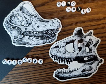 Vinyl stickers dinosaur skulls Carnotaurus and brachiosaurus
