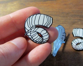 Ram skull or horn - One ram horn or pair of horns - enamel pins