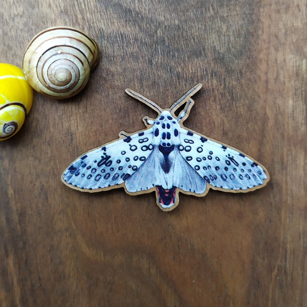 Magnet ou Aimant Papillon léopard à l'aquarelle imprimé sur bois
