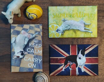 Rectangle Illustrated magnet Bull Terrier or set of 2 or 3