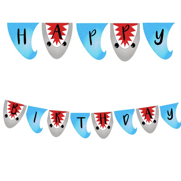 Shark Birthday Banner - Etsy
