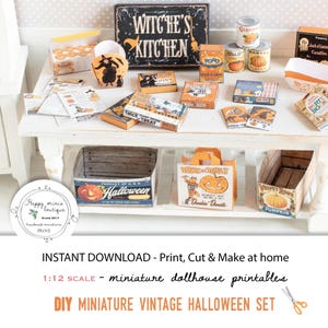 DIY Miniatur Puppenhaus vintage Halloween Set - PDF Digitale Dateien - Puppenhaus Miniatur druckbar - Sofort Download