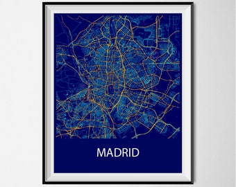 Madrid Map Poster Print - Night