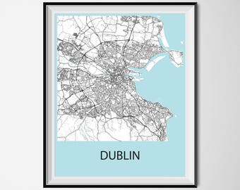 Dublin Map Poster Print - Black and White