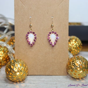 Glas Opal rosa Ohrringe, funkeln rosa Opal Ohrringe, Damenohrringe