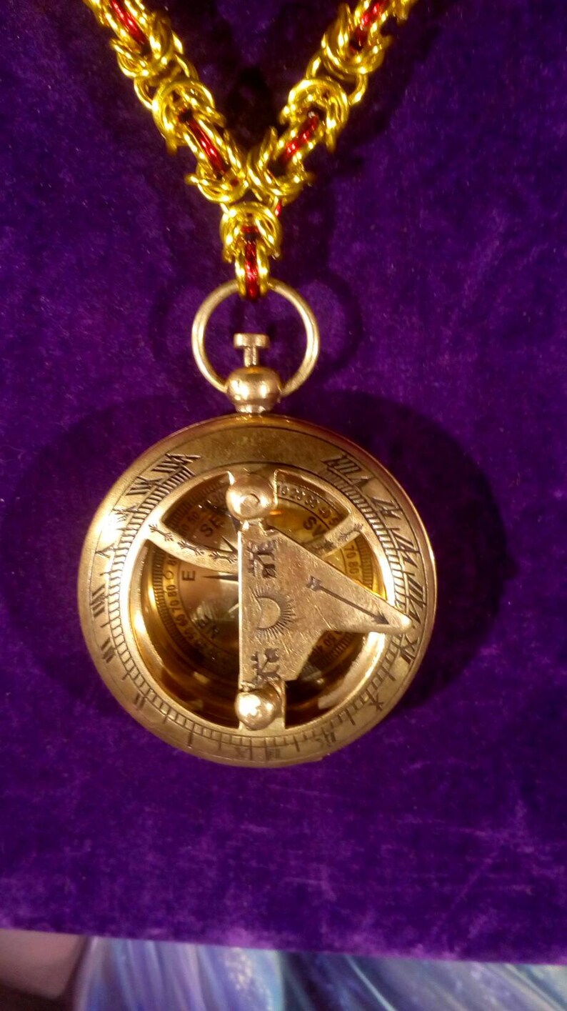 Steampunk Chainmaille Necklace with Sundial Compass Pendant