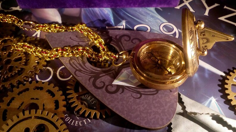 Steampunk Chainmaille Necklace with Sundial Compass Pendant