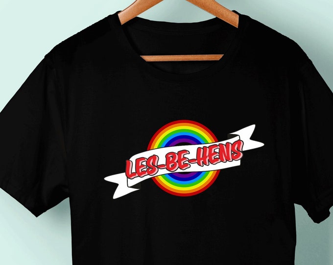 Les-bi-Hens rainbow hen/party T-Shirt pink/blue/grey/white/black