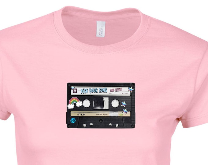 Personalised Cassette T-Shirt pink/blue/grey/white/black